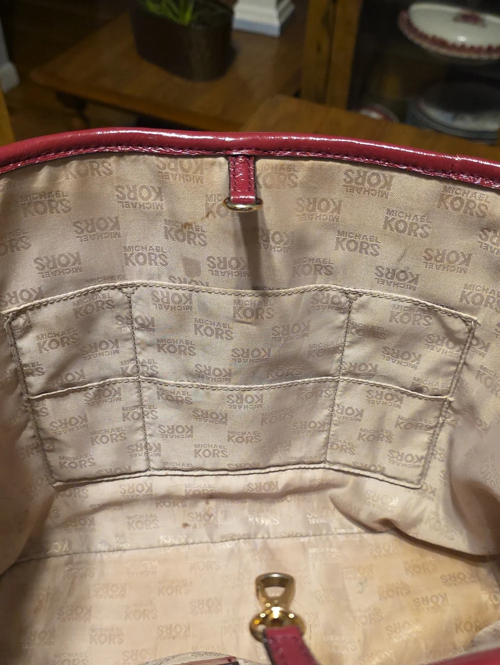 Michael Kors Burgundy Jet Set Charm Tote Bag